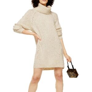 Topshop Oversized Fuzzy Soft Turtleneck Sweater Dress